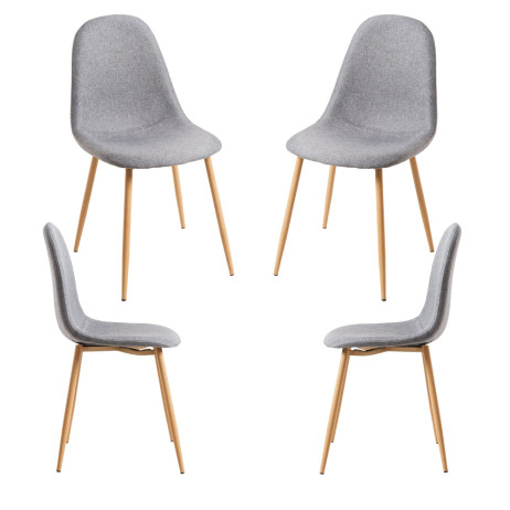 Pack 4 Chaises Teok Tissu