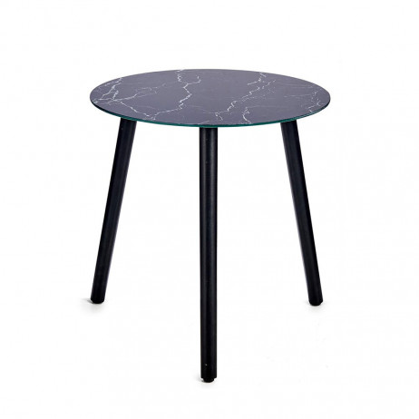 Table en cristal effet marbre Noir - Tables d appoint