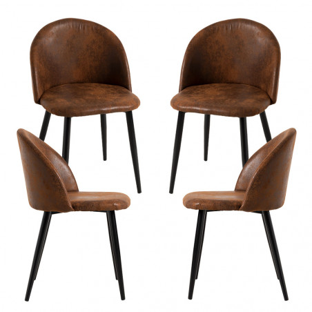 Pack 4 Chaises Black Vint Similicuir - Packs Chaises Salle à manger