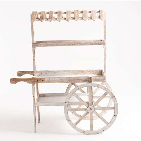 Location chariot candy bar en bois brut - Clauday Evénements